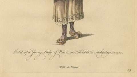 Antique Costume Print Young Lady of Naxos Archipelago Jefferys, 1749, close-up 5