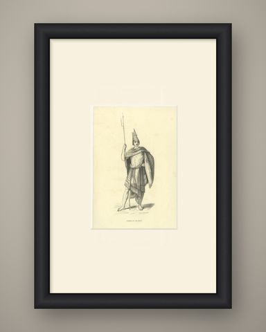 Native of the Island of Rotti, Antique Wahlen Costume Print, 1843-1844, shown framed