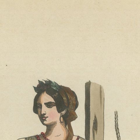 Russian Woman from Ukraine - Antique Costume Lithograph, c.1852, close-up 6