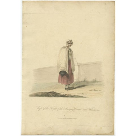 Antique Print of the Wife of the Keeper in Valenciennes, Northern France, 1817, view 2