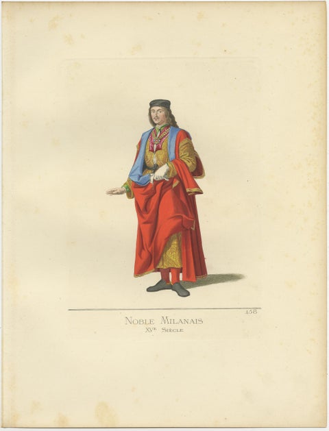Antique Print of a Nobleman from Milan, 15th Century, by Bonnard, 1860, view 2
