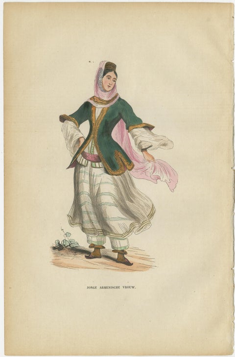 Antique Armenian Costume Prints, Hand-Colored Ethnographic Lithographs, 1852, view 2