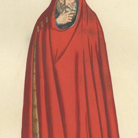 Antique Print of an Italian Nobleman, 14th Century, by Bonnard, 1860, close-up 2