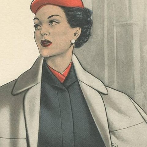 Vintage Fashion Print 'Pl. 16525A' Published in Le Tailleur Moderne, 1954, close-up 1