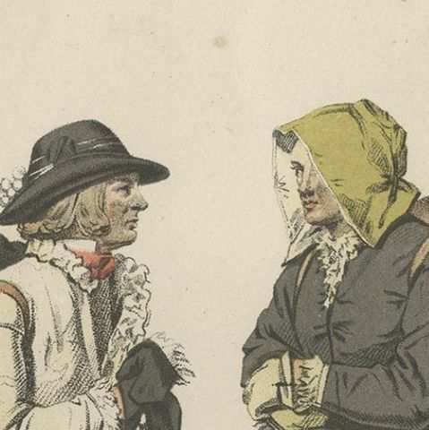 Antique Costume Print of Leksand in Sweden, c.1864, close-up 2
