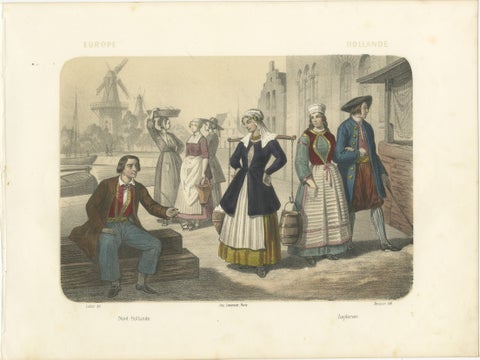Dutch Regional Costumes, North Holland and Zuyderzee Figures, c.1845, view 2