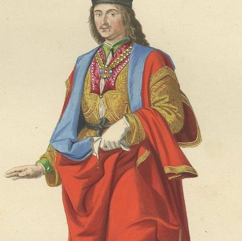 Antique Print of a Nobleman from Milan, 15th Century, by Bonnard, 1860, close-up 2