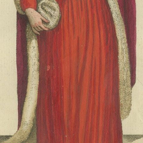 Pre-Rhodes Hospitaller Nun: 1791 Colored Engraving of Historic Ceremonial Dress, close-up 4