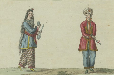 Antique Hand-Colored Print of Turkish or Ottoman Costumes Plate XII, circa 1800, close-up 4