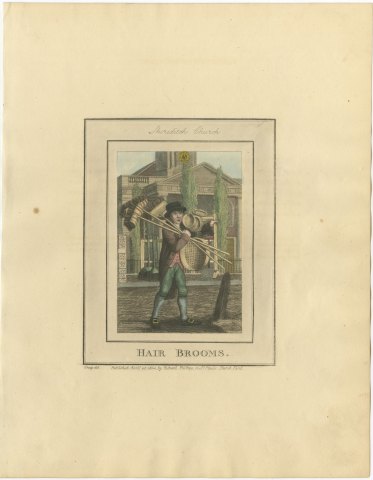 Hair Brooms, Shoreditch Church, Cries of London, 1804, view 2