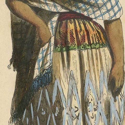 Antique Costume Print of a Female in Jalapa by Wahlen, 1843, close-up 2