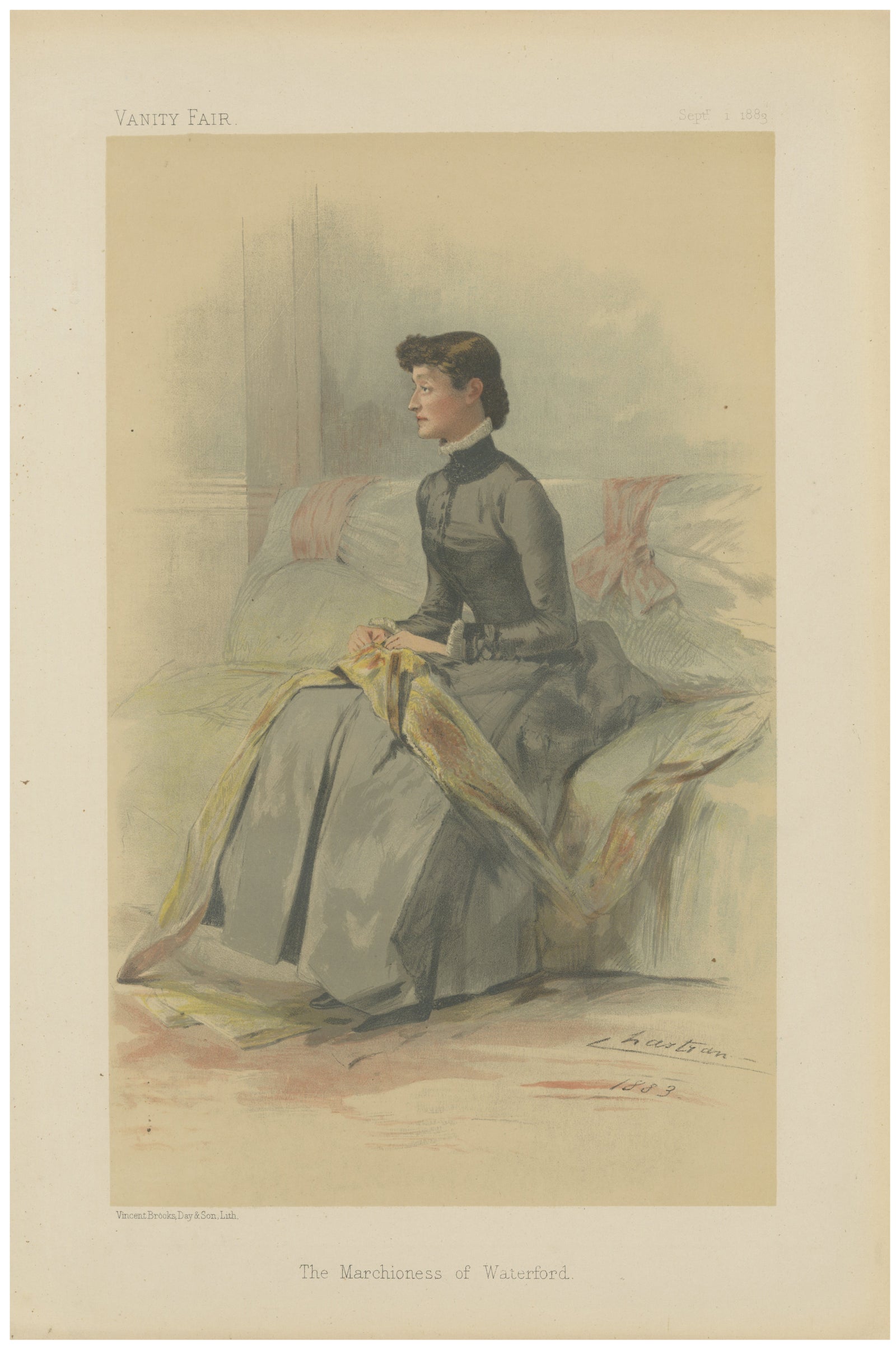 Elegant Victorian Lady Portrait, Vanity Fair Marchioness of Waterford 1883