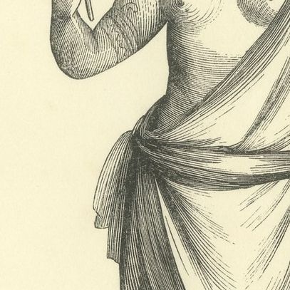 Young Girl of Madison Island, Antique Wahlen Costume Print, 1843-1844, close-up 3