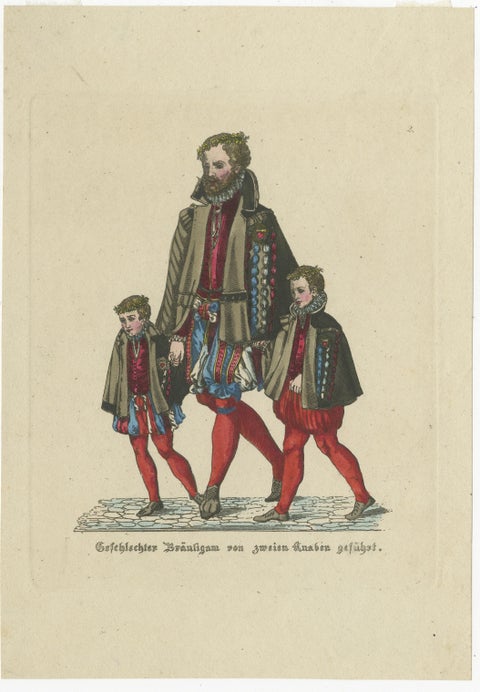 Renaissance Nobility: Württemberg and Mainz Engraved and Handcolored, circa 1850, view 3
