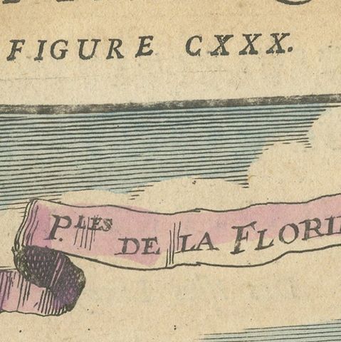 Florida Indians, Couple in Traditional Dress, Mallet America Engraving, 1683, close-up 5