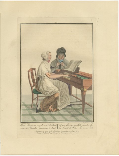 Moravian Mother and Daughter at Zeist, Dutch Costume Print, 1811, view 2