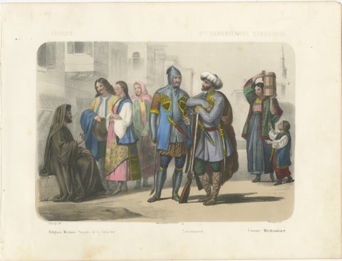 Moldavian and Circassian Costumes, Peoples of the Danubian Provinces, c.1845, view 2