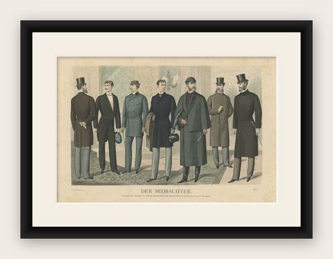 Antique Print of Fashion in February 1883 by Klemm & Weiss 'circa 1900', shown framed