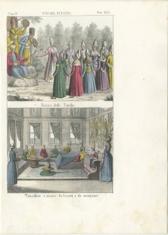 A Dance of Turkish Women and a Room for Work and Meals, Lithograph, 1842, view 2
