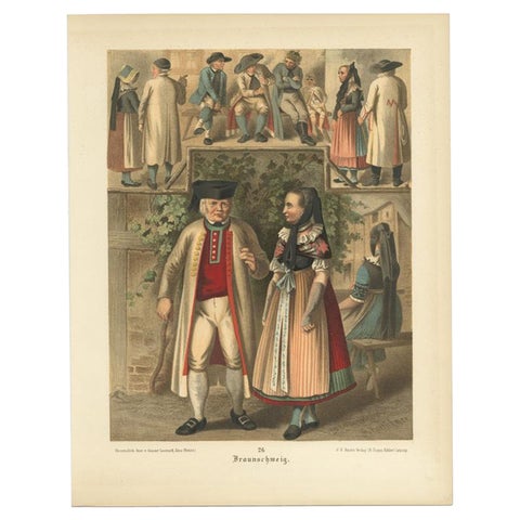 Antique Costume Print 'Braunschweig' by Kretschmer, 1890