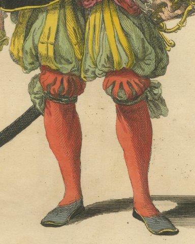 Swiss Magistrate in Red Cape with Curved Sword, Costume of 1577, Jefferys 1757, close-up 3