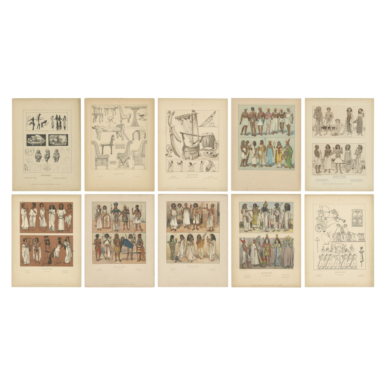 Antique Egyptian Costume, Culture and Primitive Time Plates, c.1900