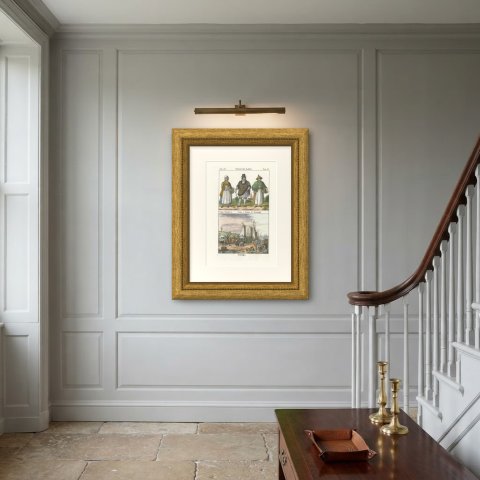 Dutch Woman, Man and Woman of Scheveningen and the Beach, 1842, shown framed on a wall