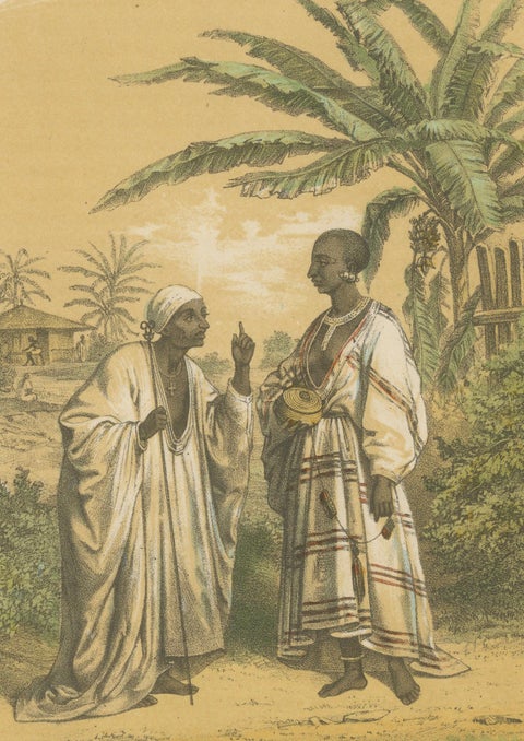 Women of Shoa (Ethiopia), Antique Ethnographic Costume Print, 1868, close-up 1