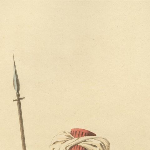 Antique Print of an Mameluke Officer, the Military Costume of Turkey , 1818, close-up 1
