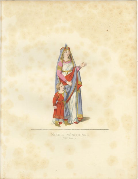 Antique Print of a Venetian Noblewoman by Bonnard, 1860, view 3