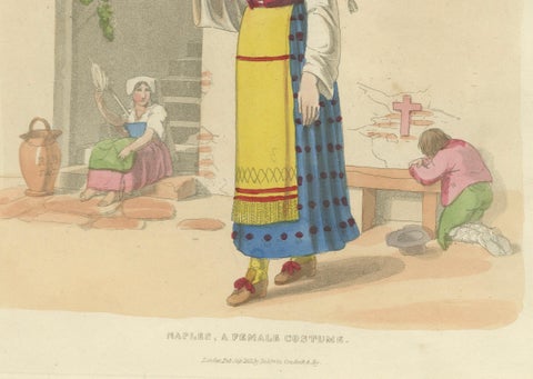 Costume Print of Naples Woman with Grapes, Published London 1824, close-up 4