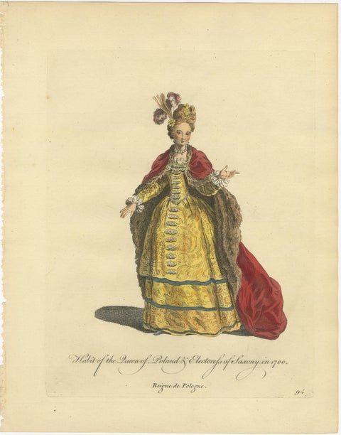 Polish Royal & Noble Costume Engravings, Hand-Colored Set of 4, 1749, view 4