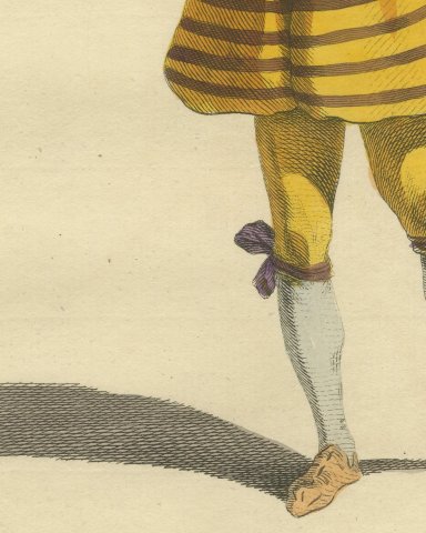 Young Gentleman of Brabant with a Lute in 1588, Jefferys Costume Plate, 1757, close-up 3