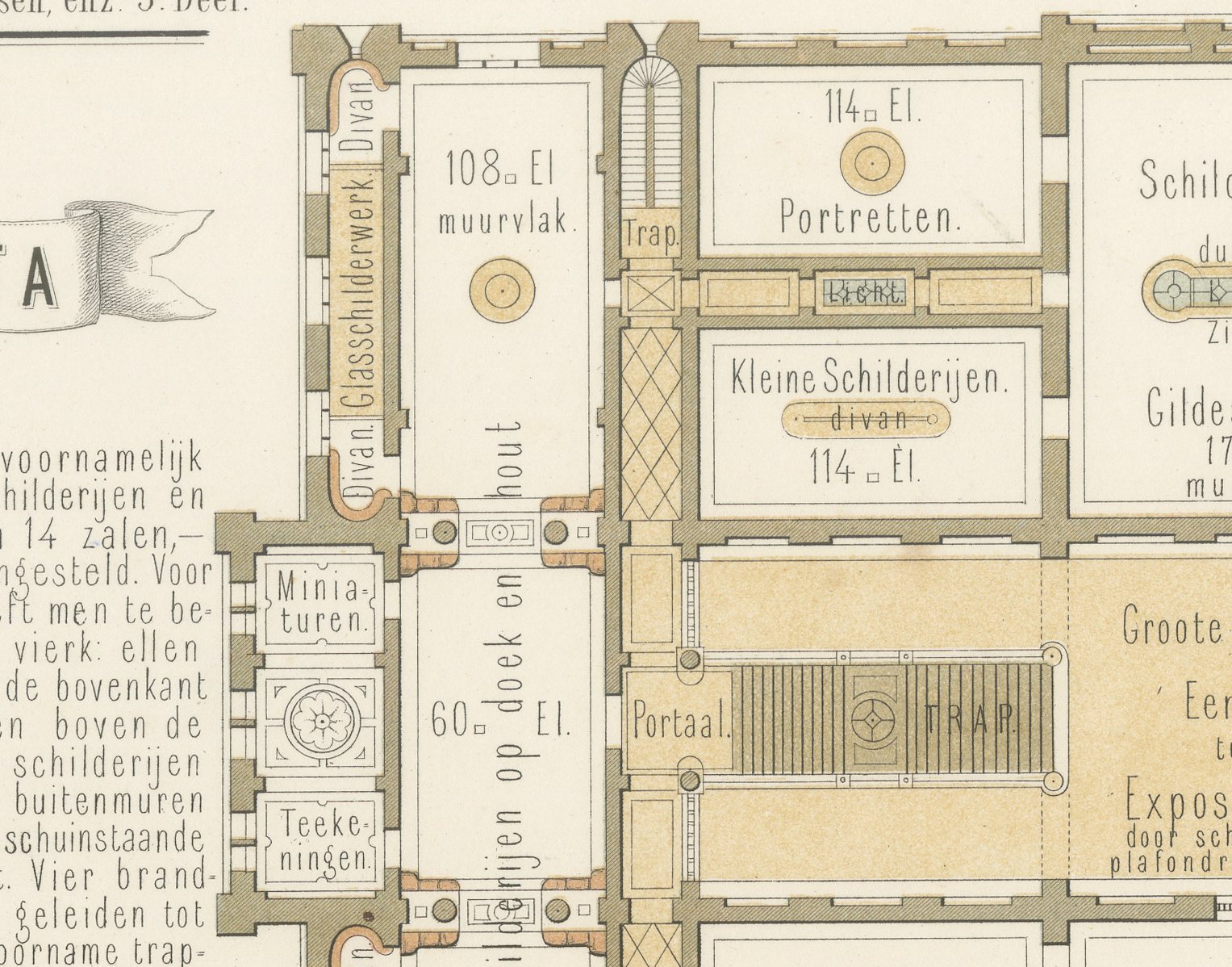 Museum King Willem III, Plans, Dutch Architecture Print, Leliman, 1865-1866, view 2