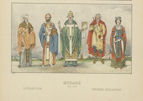 Byzantine Imperial Costume Plate 800–1100, Hand-Colored Print c.1880, close-up 2