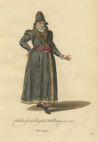 Habit of an English Nobleman in 1577, Fur Lined Gown, Jefferys Plate, 1757