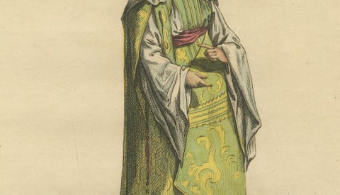 Habit of a Noble Lady of Alexandria in 1581, Elegant Ottoman Costume Print, 1749, close-up 4