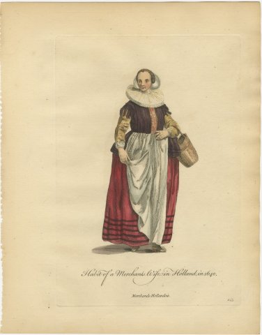Merchant's Wife in Holland in 1640 with a Basket, Jefferys Costume Plate, 1757, view 2