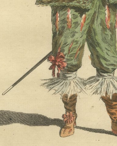 Flemish Gentleman in 1620, Hand Colored Jefferys Costume Plate, 1757, close-up 3
