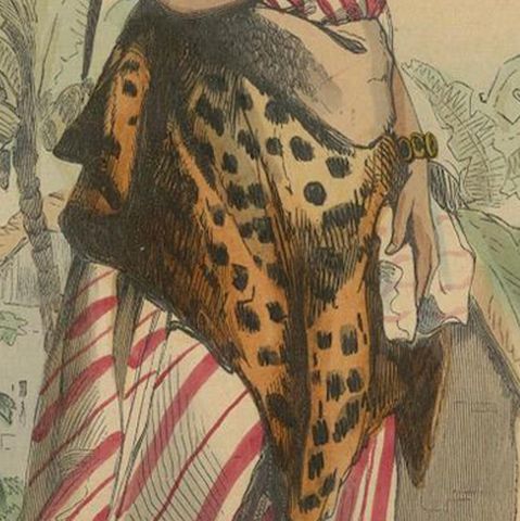 Jeune Fille Arabe in Traditional Attire from Wahlen's 1844 Lithographs, close-up 6
