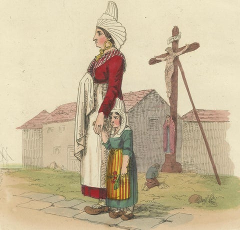 French Costumes and Trades, 3 Finely Coloured Prints by R. Bridgens, 1835, close-up 2