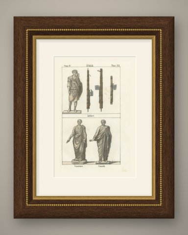 A Roman Lictor with the Fasces, a Senator and a Consul, Lithograph, 1842, shown framed