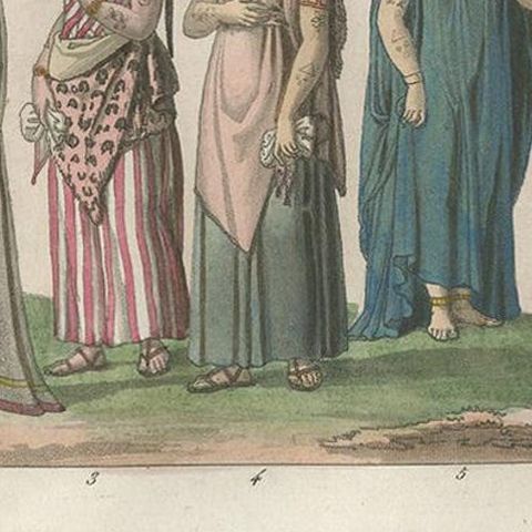 Antique Print of Arab Costumes by Ferrario, '1831', close-up 1