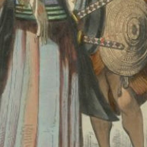 Antique Print of a Japanese Nobleman and his Servant, 1843, close-up 2