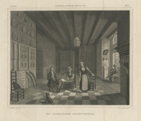 Antique Engraving of a Residence in Hindelopen, Friesland, The Netherlands, 1848, close-up 1