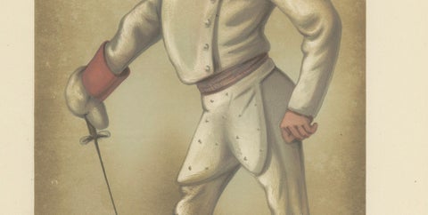 Elegant Defense: 'Henry' in Fencing Regalia, Vanity Fair by 'Ape', 1880, close-up 2