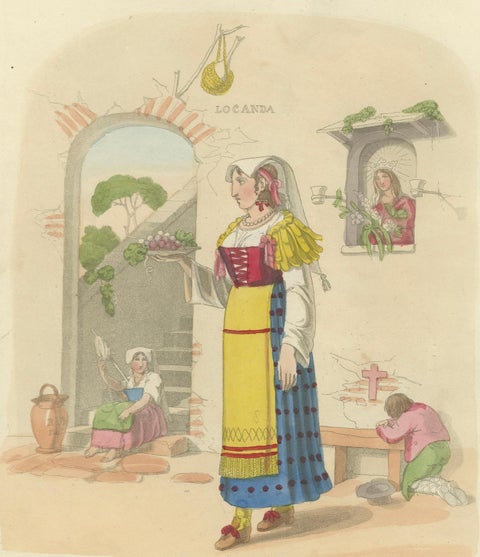 Costume Print of Naples Woman with Grapes, Published London 1824, close-up 5