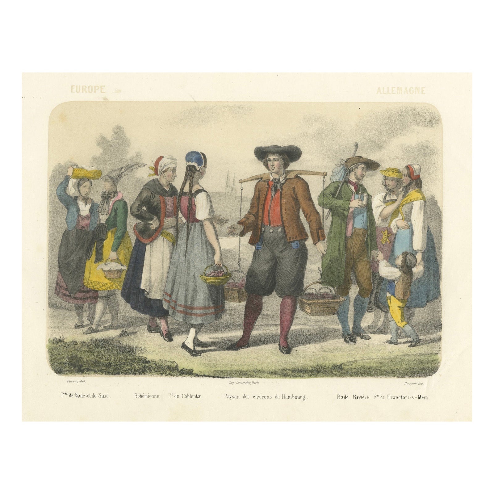 German Regional Costumes, Bavarian and Saxon Figures, c.1845