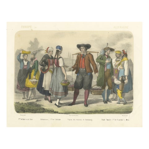German Regional Costumes, Bavarian and Saxon Figures, c.1845