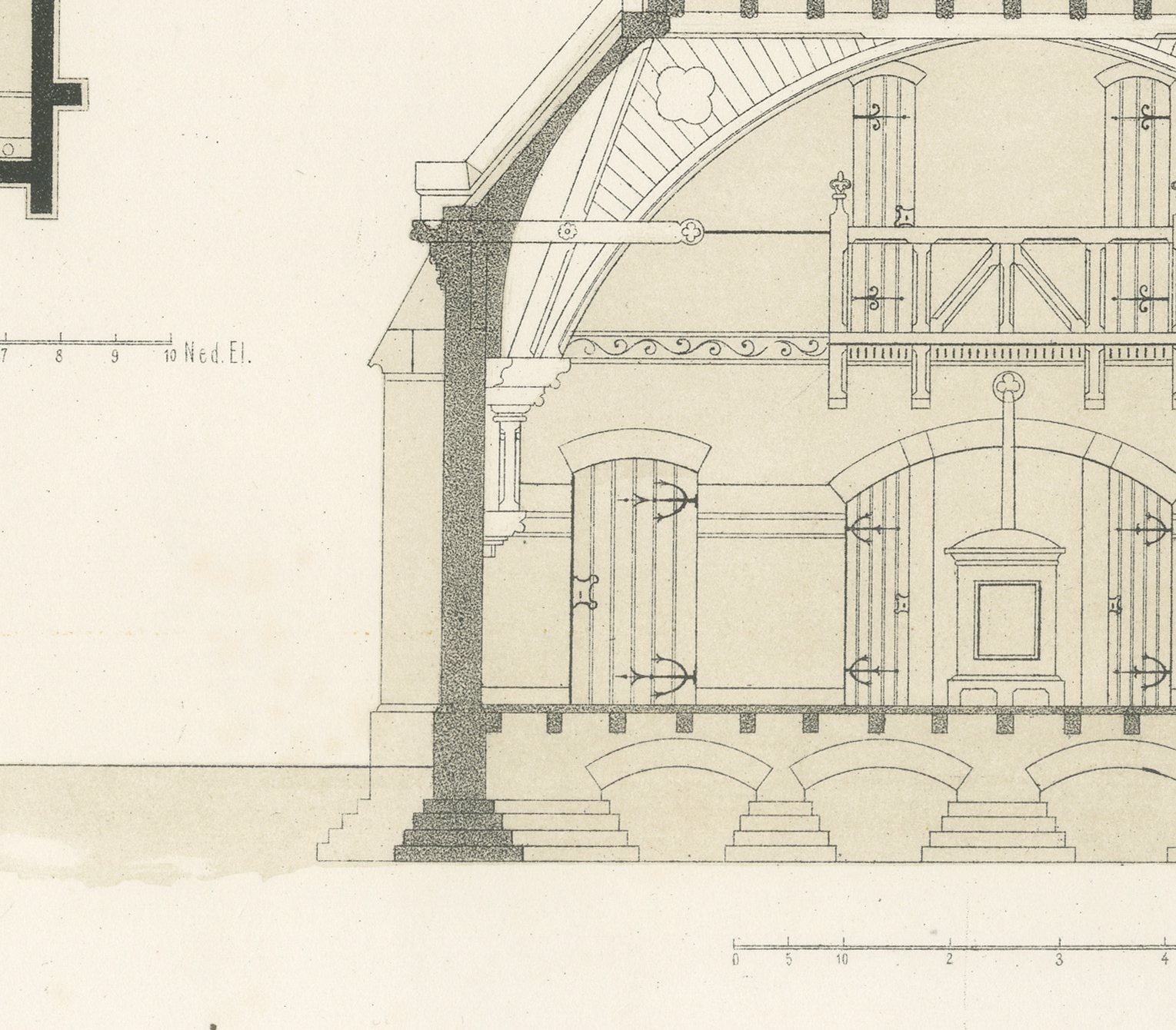Cuypers Gothic School, Limburg, Dutch Architecture Print, Leliman, 1865-1866, view 5